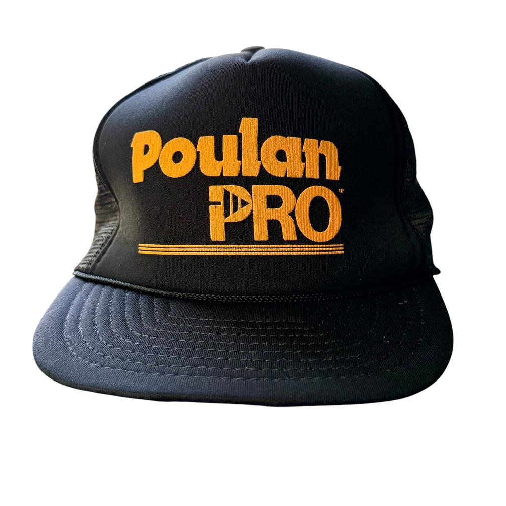 Vintage Poulan Pro Trucker Hat Black Yellow Mesh Snapback San Sun Power Tools